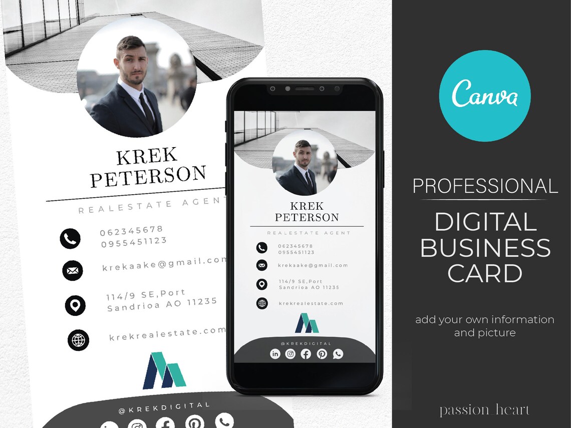 Digital Business Card Template Real Estate Digital Business Card