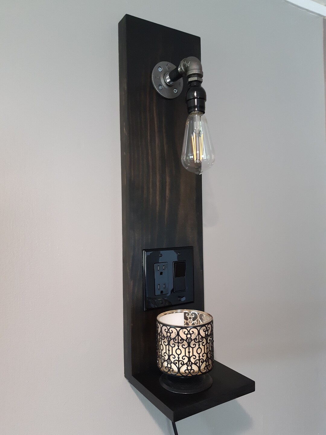 Floating Nightstand With Plug and Light. Etsy