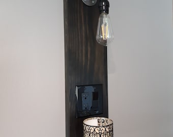 Floating Nightstand with plug and light.