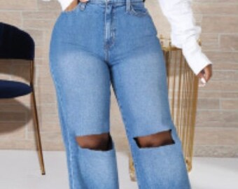 Over The Hip Blue Jeans