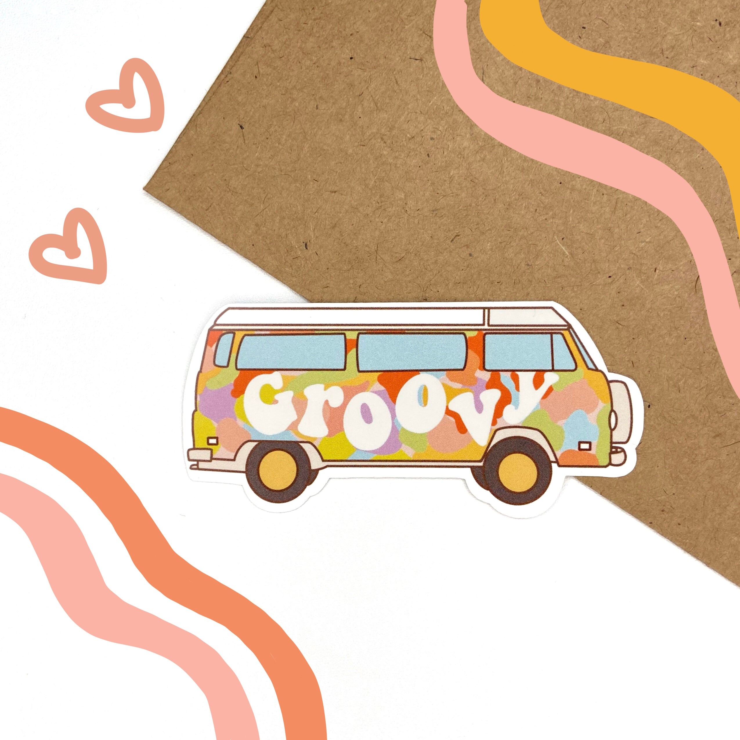 Groovy Hippie Van Sticker Colorful die cut tie dye hippie Etsy
