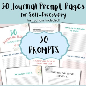 30 Journal Prompt Pages for Self-Discovery and Self-Reflection - Beginner Friendly with Instructions - Printable Instant Download Worksheets