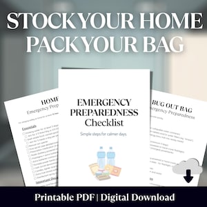 Emergency Preparedness Checklists | 72h Home Survival, Bug Out Bag, Food, Water, First Aid Kit, Restock Guide and Prepping List PDF