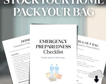 Emergency Preparedness Checklist Bundle | 72h Home Survival, Bug Out Bag (Digital or Printable PDF)
