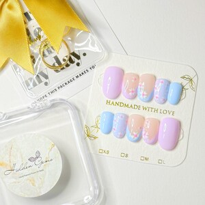 Aesthetic Flowers Baby Blue & Purple Ombre Press On Nails | False Nails | Luxury Nails | Best Seller Nails | Best Nail Shop | Trending Nails