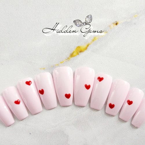 Sweetheart-press on Nails-valentines Day Nails-nail Art - Etsy