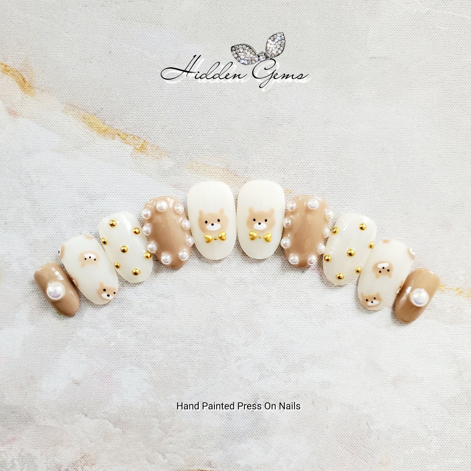 Glossy & Matte Bear Hidden Gems Favorite Press on Nail False Etsy