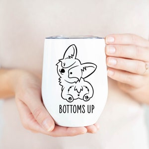 Corgi butt svg Bottoms up svg - Corgi wine glass svg , Corgi coffee mug svg, adorable corgi dog sticker png svg dxf eps Uso comercial