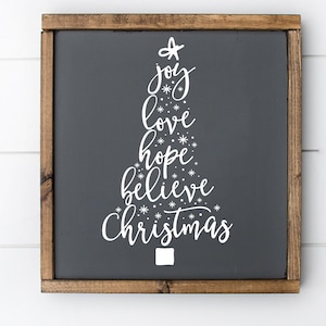 Freude Liebe Hoffnung glauben Weihnachtsbaum Svg schneiden Datei für Cricut und Silhouette Wort Weihnachtsbaum ClipArt kommerzielle Nutzung