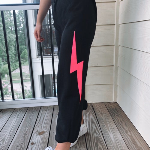 Lightning Bolt Sweatpants Hot Pink Lightning Bolt Trendy Etsy