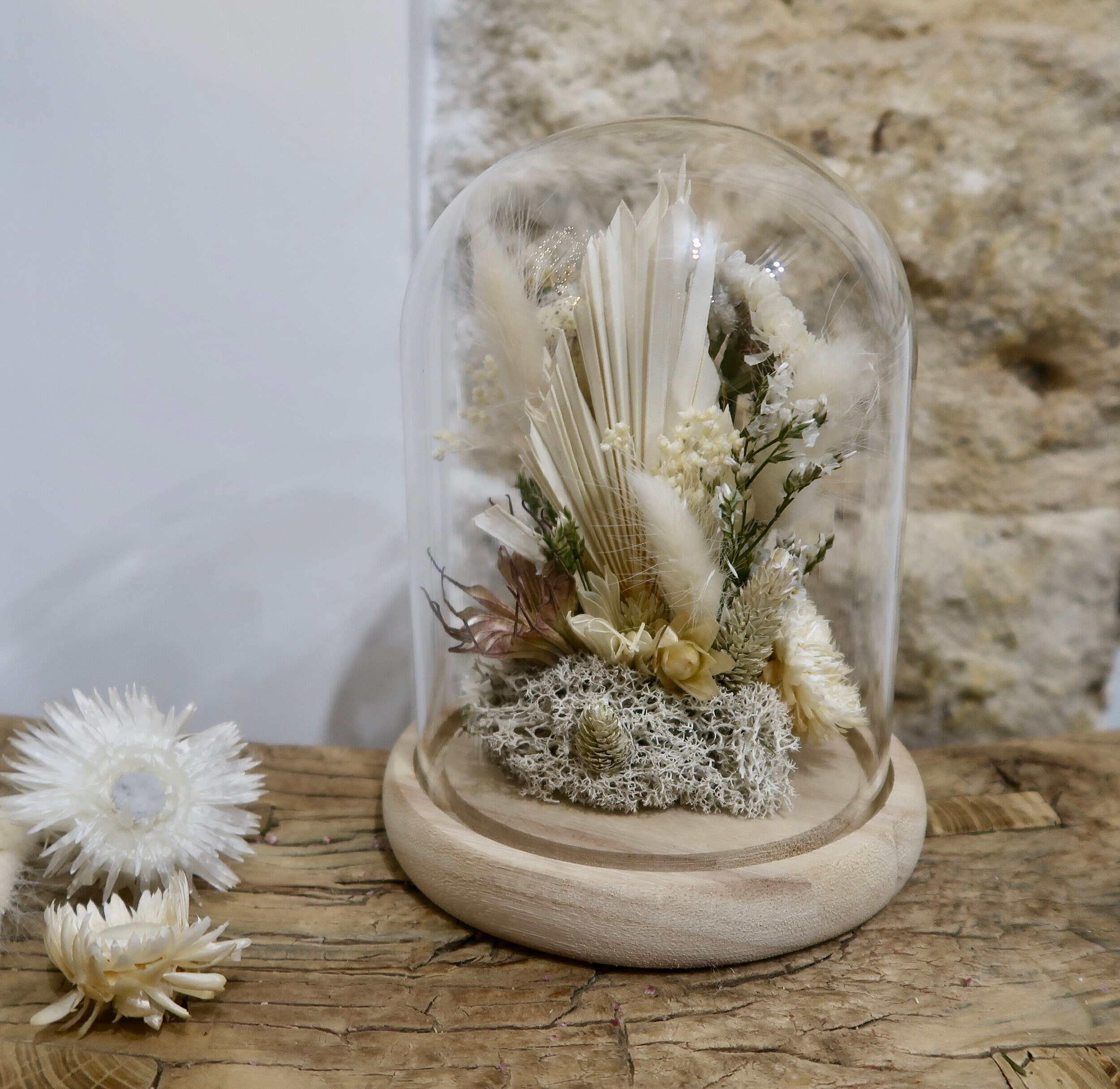 Cloche en Fleurs Séchées Globe Fleuri Venise