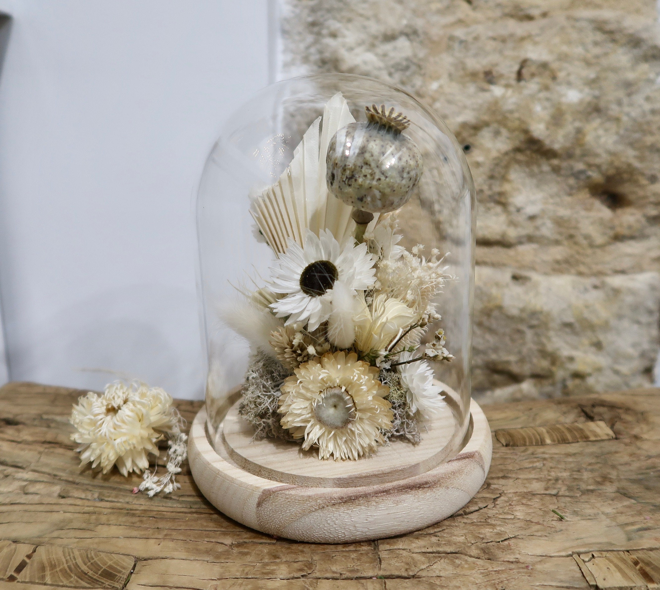 Cloche en Fleurs Séchées Globe Fleuri Venise