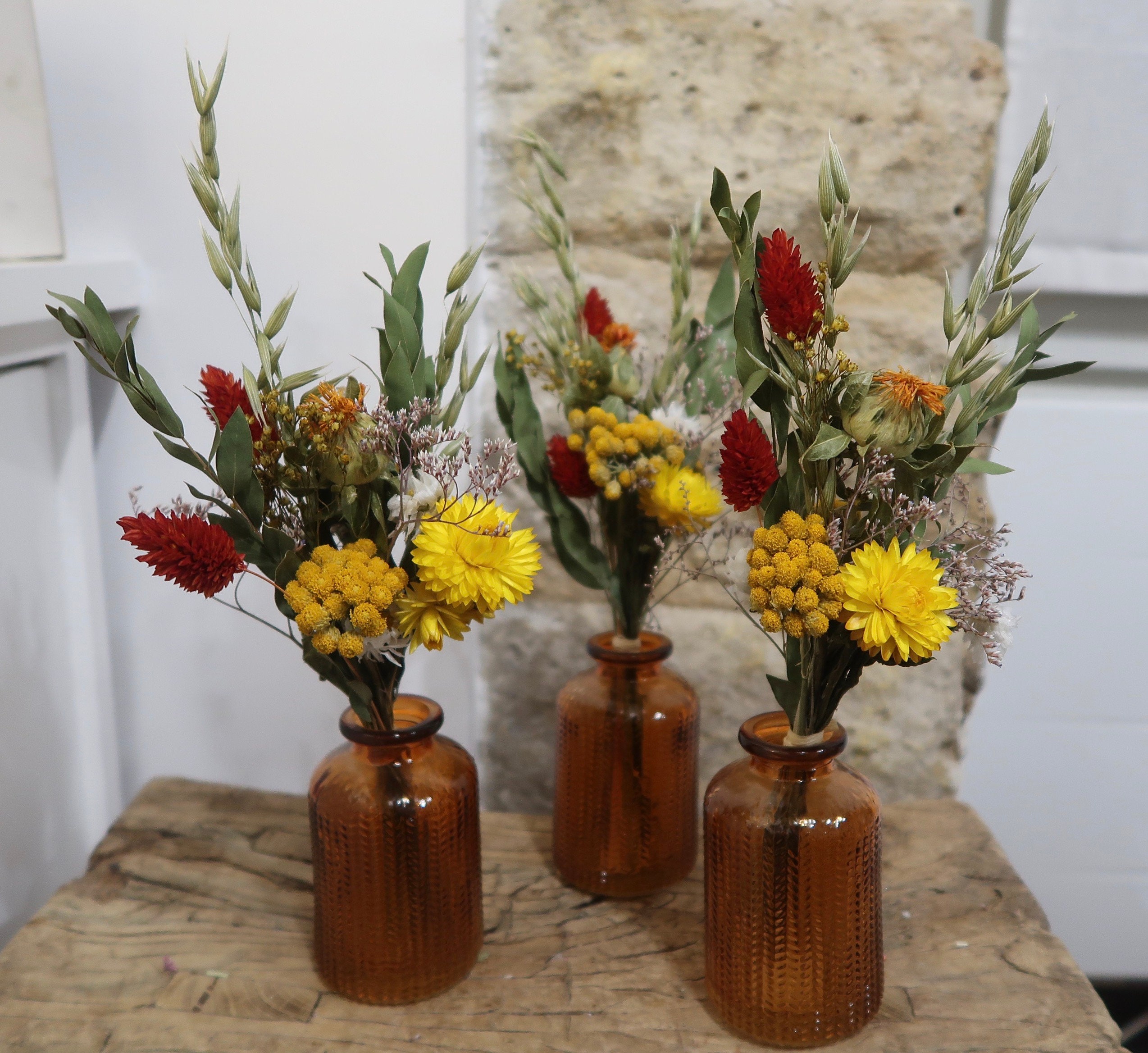 Trio de Bouquets en Fleurs Séchées Vérone
