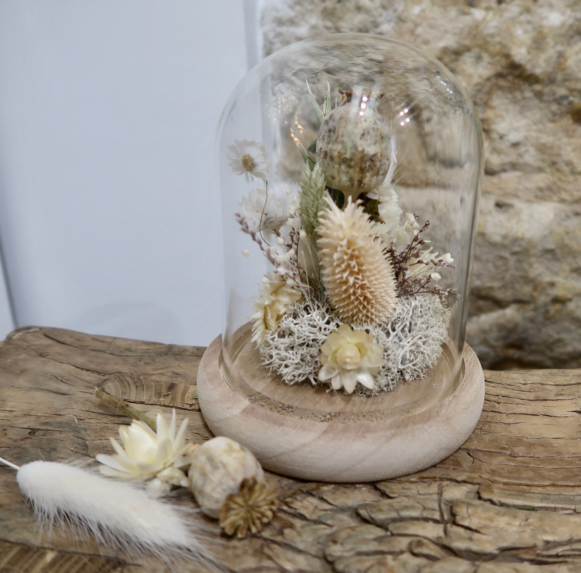 Cloche en Fleurs Séchées Globe Fleuri Petite Venise
