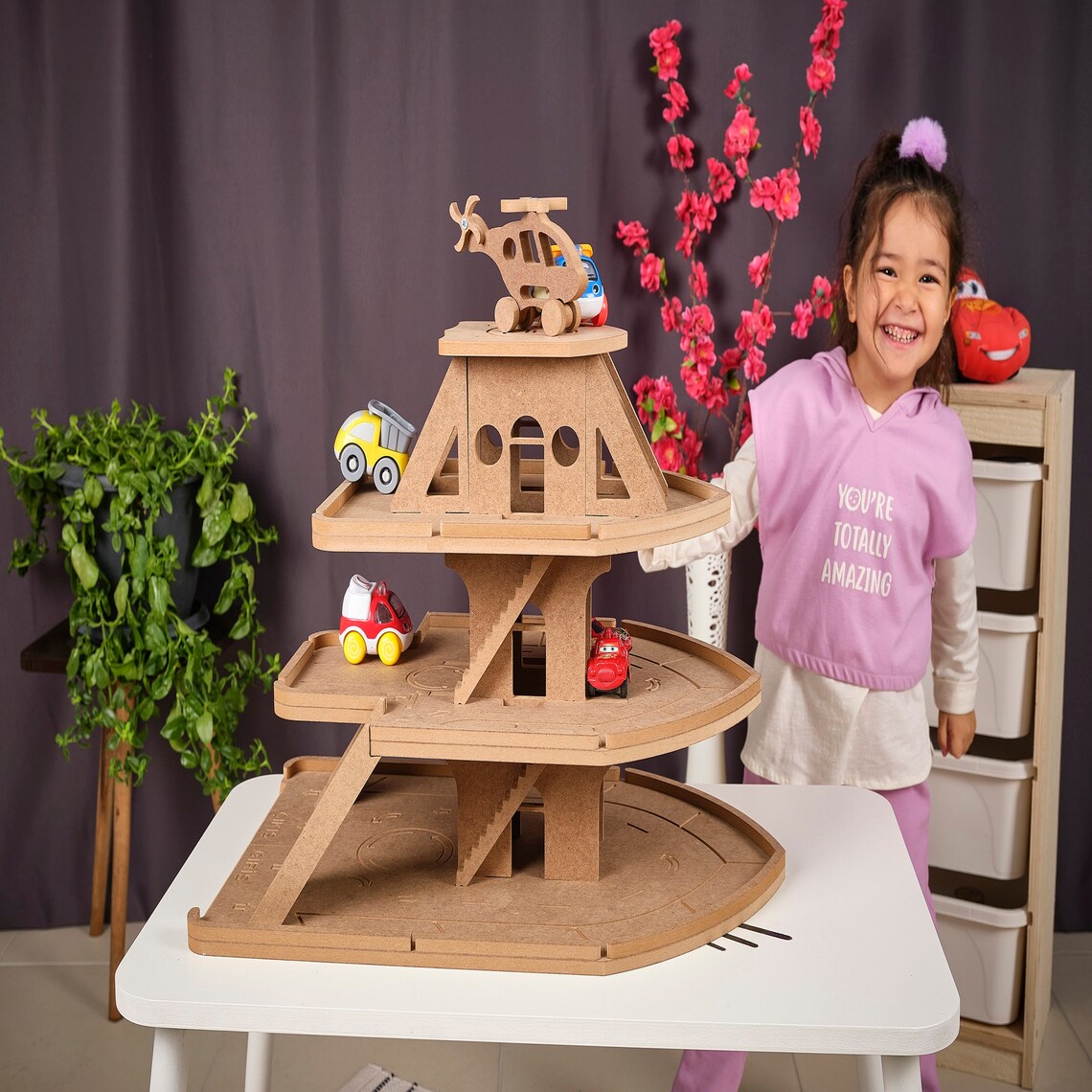 Wooden Parking Garage Ramp Matchbox Cars Play Set Car Garage Etsy