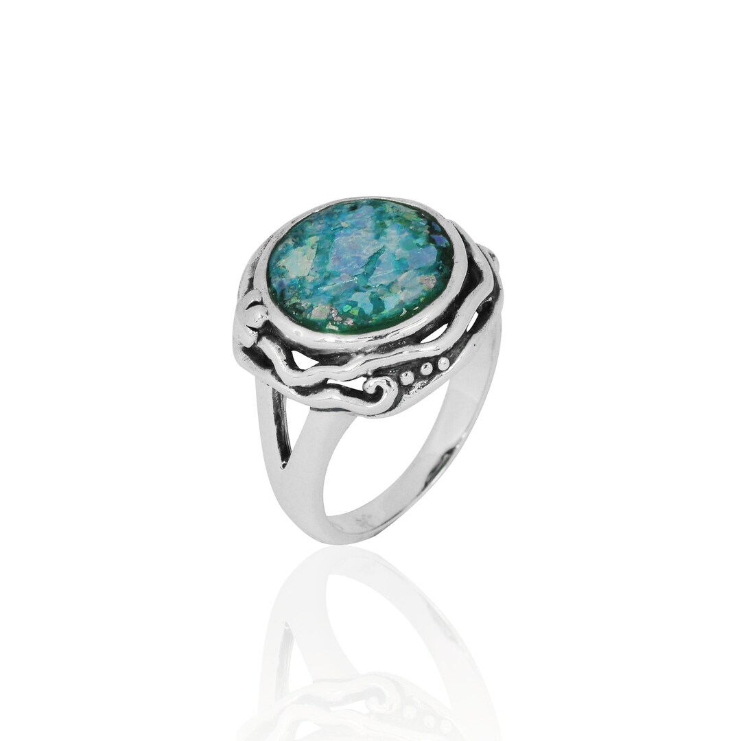Roman Glass Ring - Ancient Roman Glass Silver Jewelry - Israeli Jewelry ...