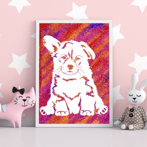 Custom pet portrait kit to DIY painting from photo - Glitter human and pet silhouette portrait personalized gift