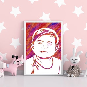 DIY Custom Baby Glitter Portrait from Photo. Child Diamont Silhouette Portrait. Personalized Children Painting
