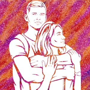 Glitter Portrait of Couple Personalized Diamond Portrait Custom Couple Illustration Gift for Boyfriend Gift for Girlfriend Anniversary gift