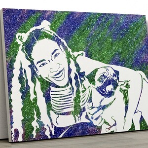 Custom Glitter Pet Portrait | Minimalist Diamond Dog Canvas | Personalized Pet Painting | High Quality