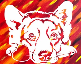 DIY Watercolor dog painting Custom pet portrait Dog portrait from photo Pet stencil silhouette art