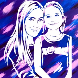 Retrato de bebé personalizado a partir de una foto, retrato de silueta en acuarela, pintura de dibujos animados infantiles
