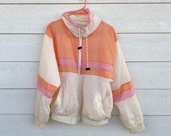 1990s fashion Vintage 80s 90s Windbreaker Colorful Rainbow Colorblock Crazy jacket