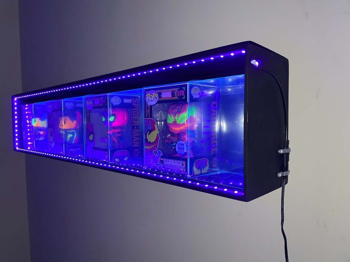 Custom FUNKO Pop Black Light UV Wooden Shelf Display Shadow | Etsy