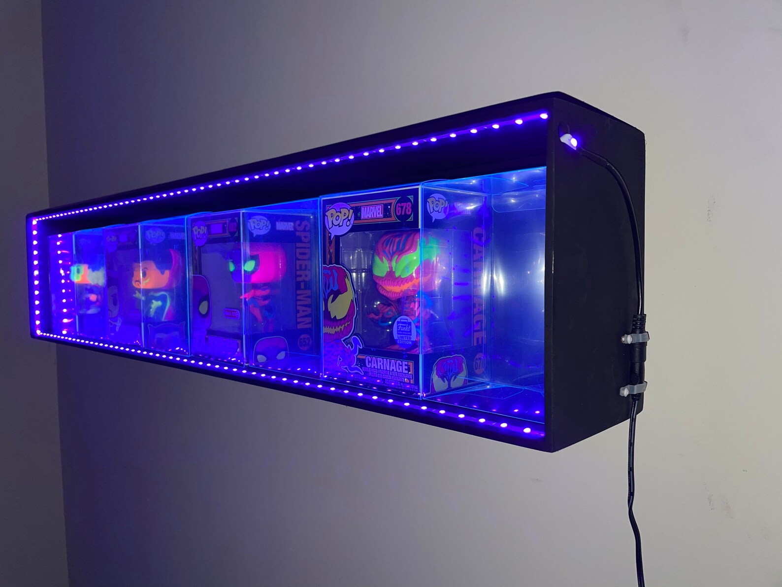 Custom FUNKO Pop Black Light UV Wooden Shelf Display Shadow Etsy