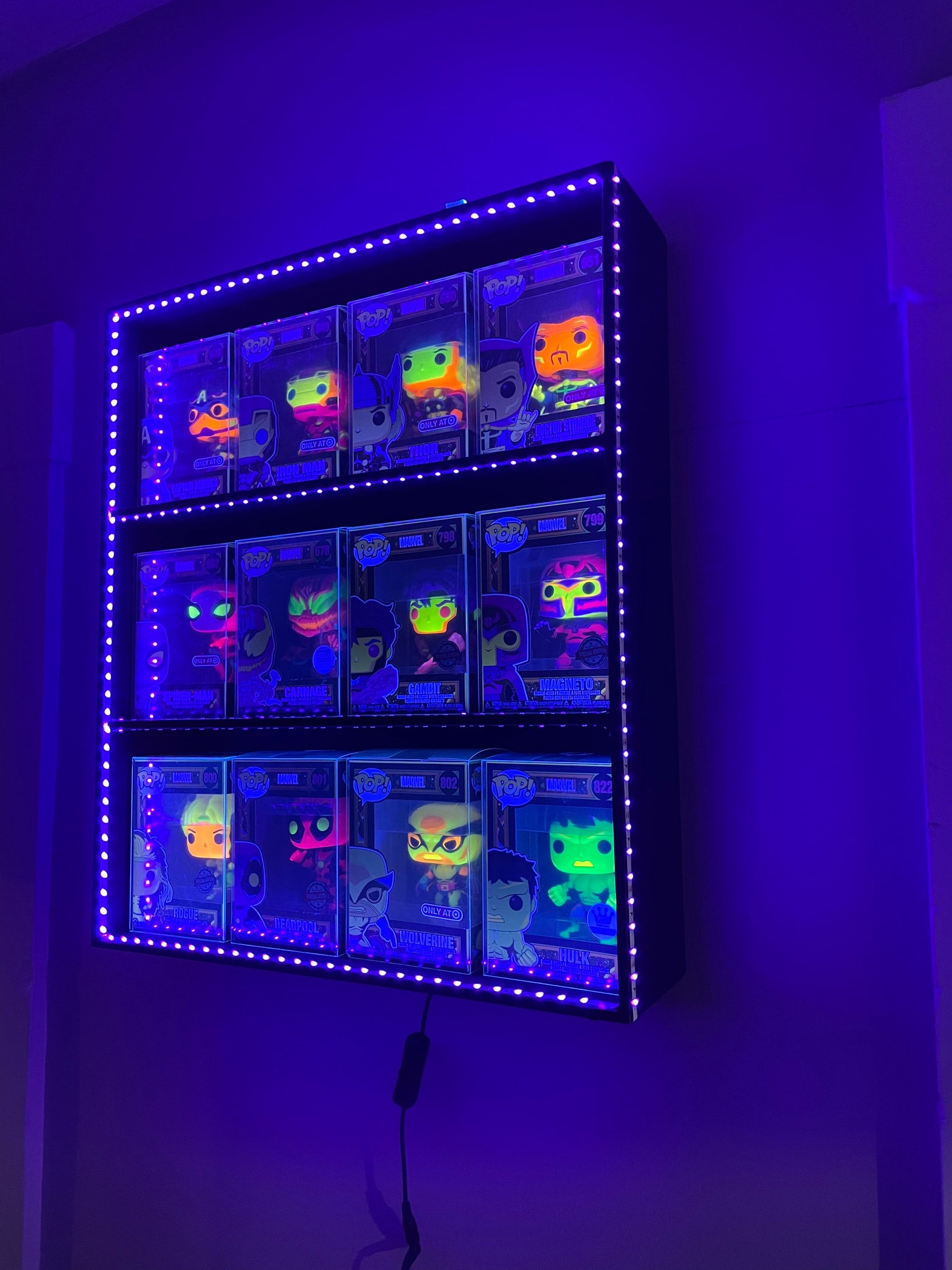 Custom FUNKO Pop Black Light UV Wooden Shelf Display Shadow | Etsy