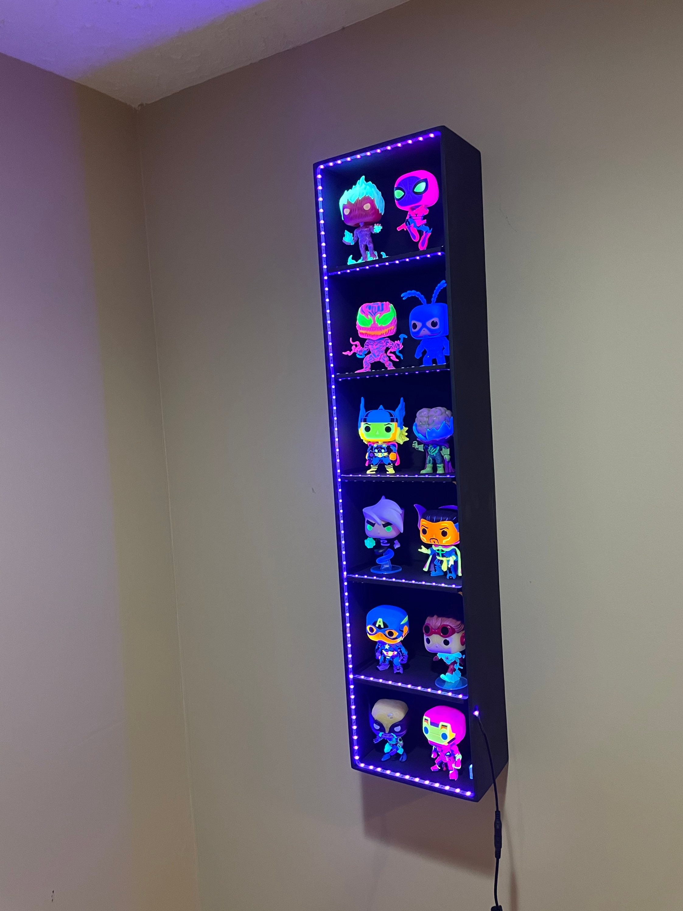 Custom FUNKO Pop Black Light UV Wooden Shelf Display Shadow Etsy