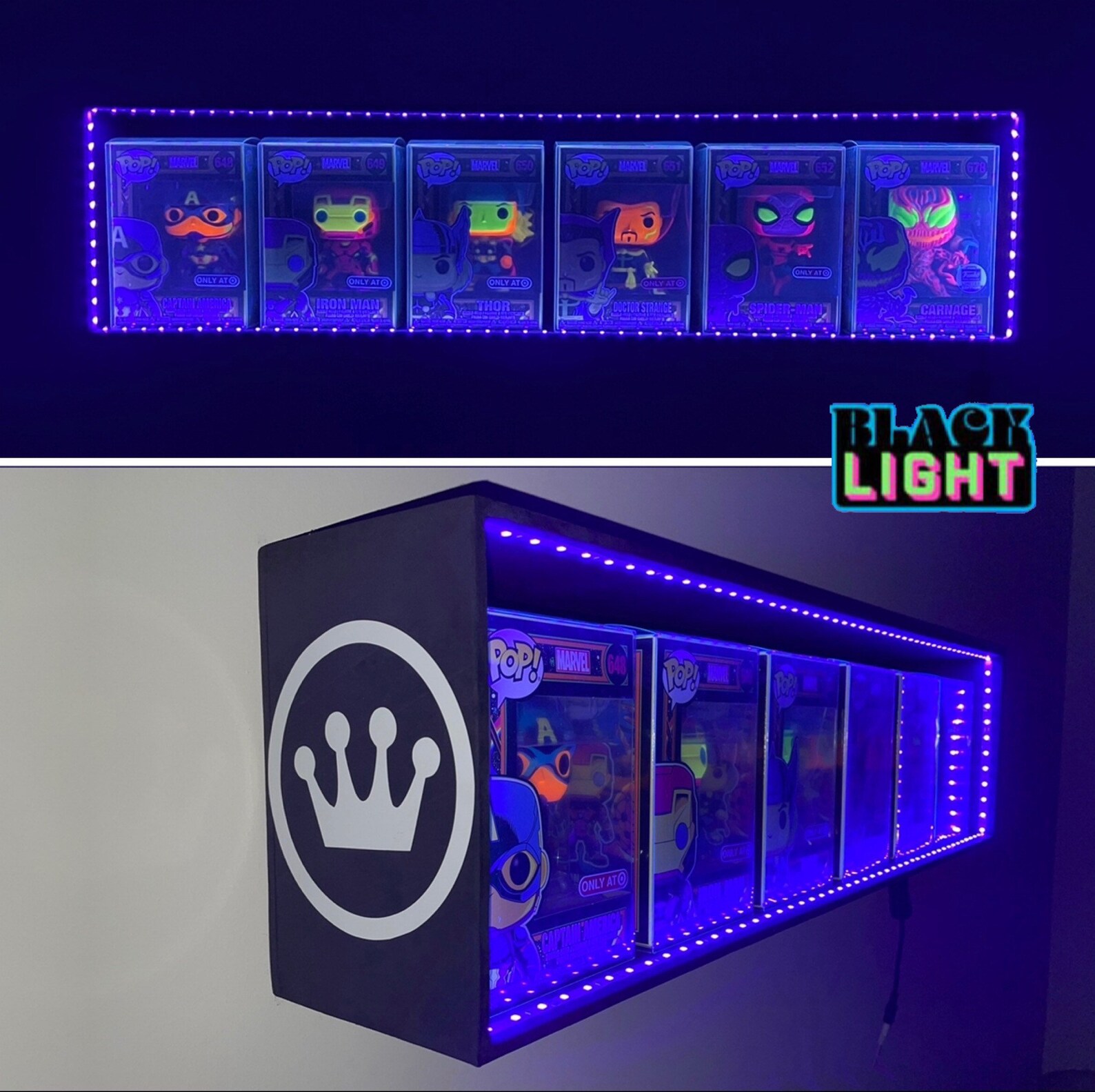 Custom FUNKO Pop Black Light UV Wooden Shelf Display Shadow | Etsy