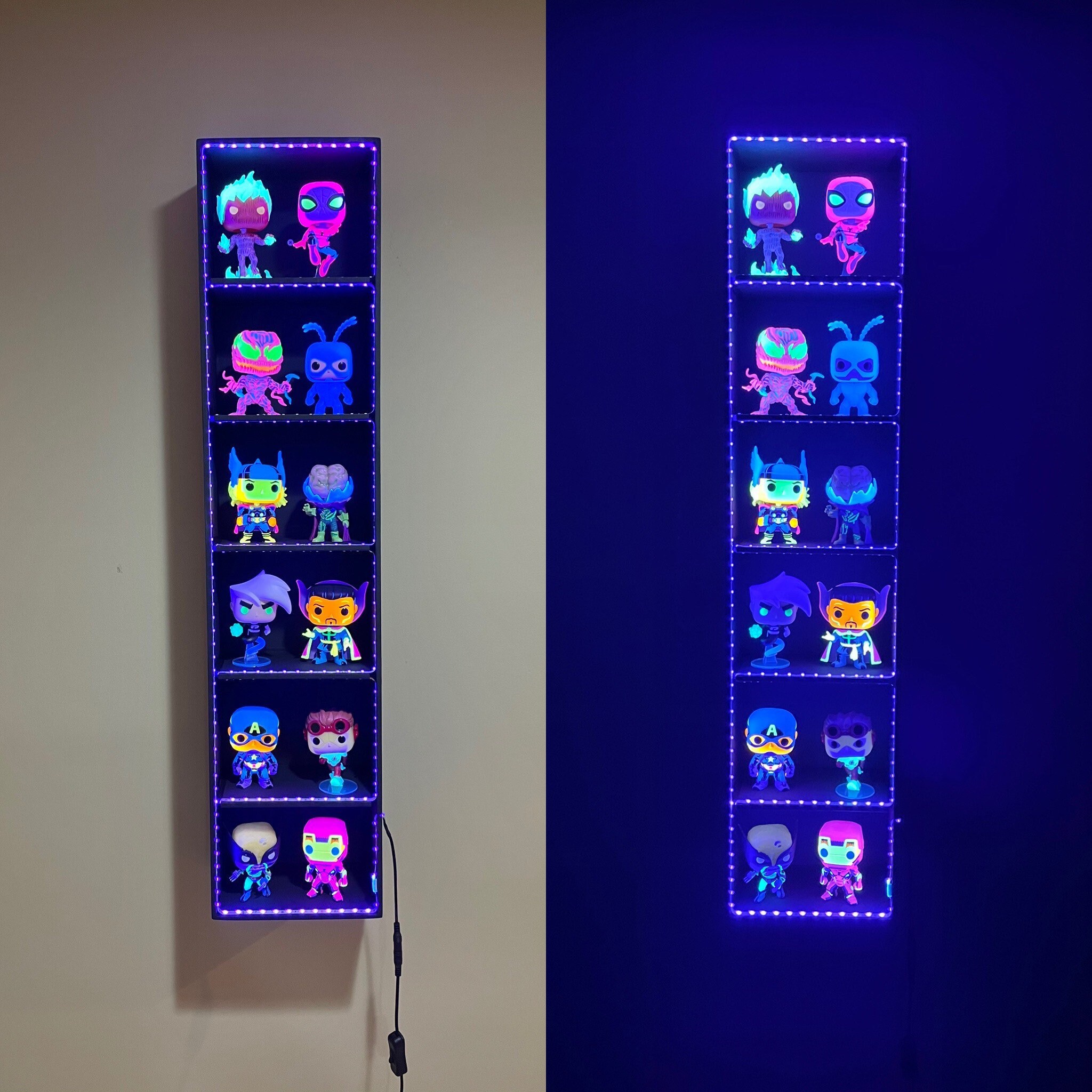 Custom FUNKO Pop Black Light UV Wooden Shelf Display Shadow | Etsy