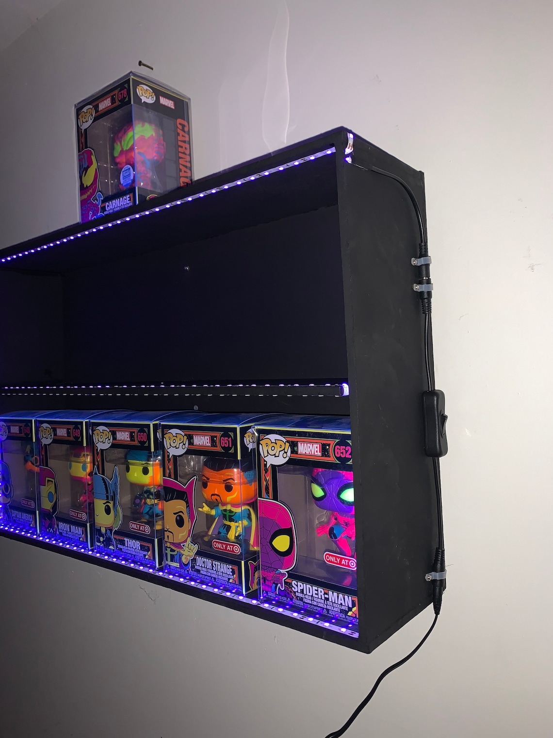 Custom FUNKO Pop Black Light UV Wooden Shelf Display Shadow Etsy