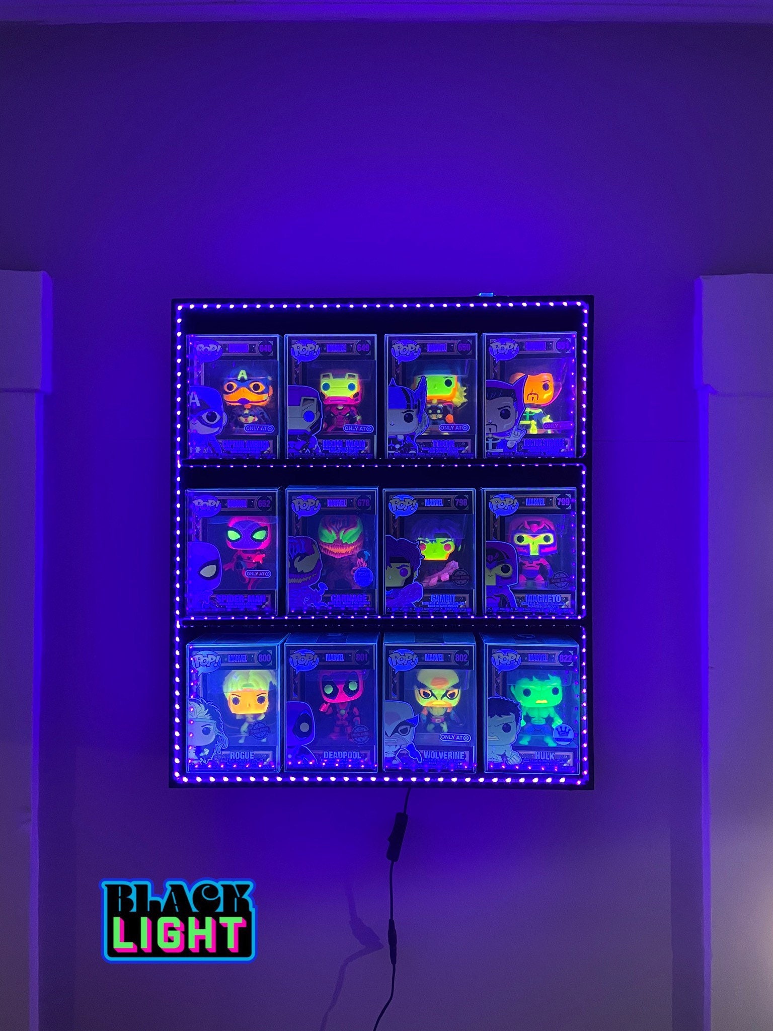 Custom FUNKO Pop Black Light UV Wooden Shelf Display Shadow | Etsy