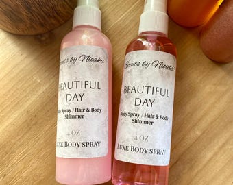Body Spray and Body Shimmer | Set of two 4-ounce bottles. Available in a variety of scents. Strongly scented | multiple uses