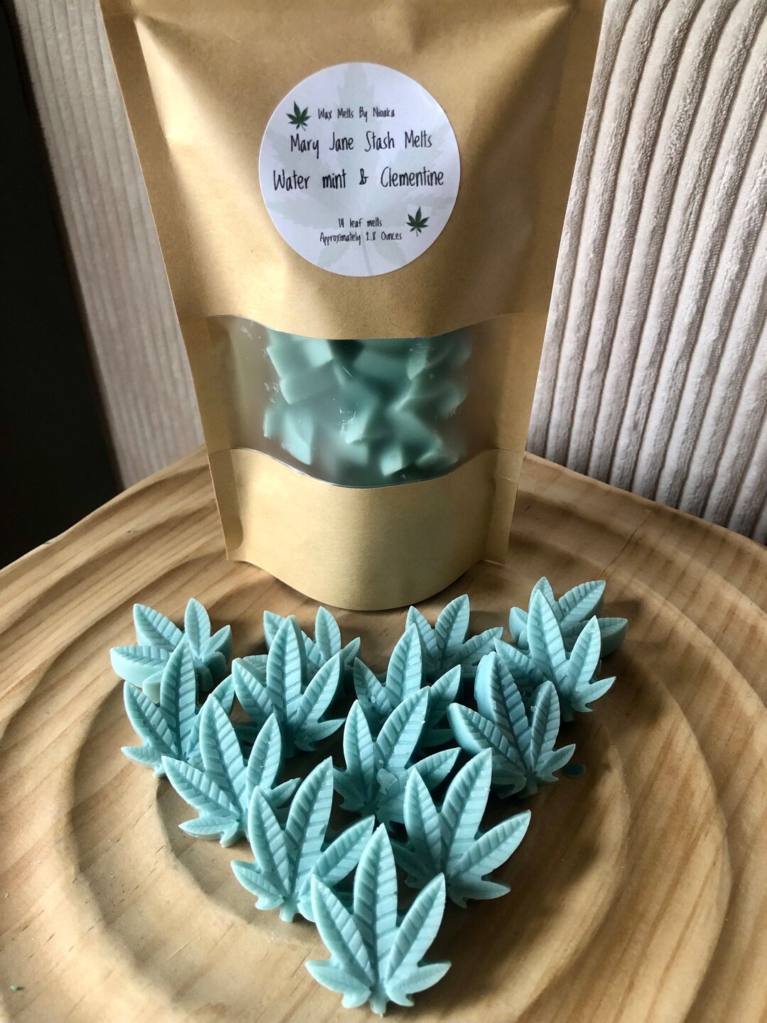 Marijuana Leaf Wax Melts Novelty Wax Melt Melts for Warmer Fun Gift Idea 14 Leaves Wax Melts Soy