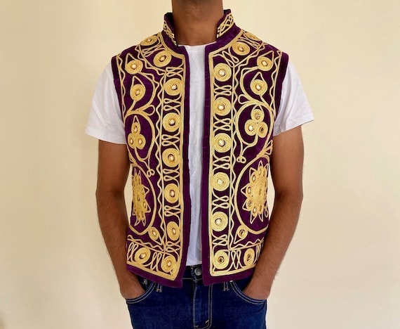 Vintage Velvet Purple and Gold Traditional 1970s A