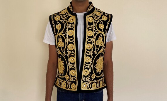 Vintage Velvet Black and Gold Traditional 1970s Af