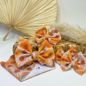 ORANGE SUNFLOWERS Fall Hair Bows. Headwraps, Bow on Nylon, Clips, Piggies. Classic & Shredded. Preemie. Newborn. Infant. Baby. Toddlers.