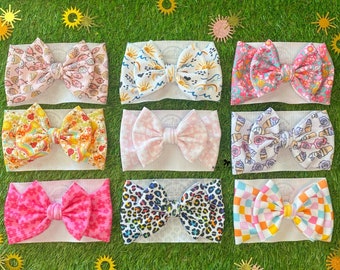 CLASSIC SUMMER Hair Bows. Headwraps, Bow on Nylon, Bow on Clips, Piggies. Baby. Micro Preemie. Newborn. Infants. Toddlers. Summer Hair Bows.