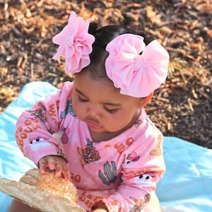 SHREDDED Bow on NYLON or CLIPS Baby Girl Hair Bows, 60 Colors. Bow on Clip. Piggies. Stretchy Headband. Toddler, Newborn. Infant. Preemie.