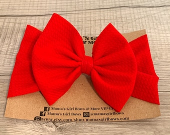 BRIGHT RED Valentines Solid Color Baby Girl Bows, Stretchy Headwrap, Headband, Micro Preemie, Newborn, Infant, Baby Toddler Birthday Outfit.