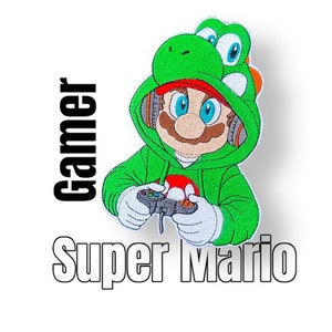 Super Mario Applikation Gamer Yoshi für Schultüte Patch Kleidung Taschen Jacken Aufbügler Aufnäher Nintendo Luigi Yoshi Peach Bowser cool