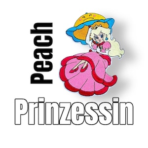 Prinzessin Peach Applikation für Schultüte Patch Aufnäher Aufbügler Taschen Jacken in 2 Größen zum pimpen nähen verzieren cool super Mario