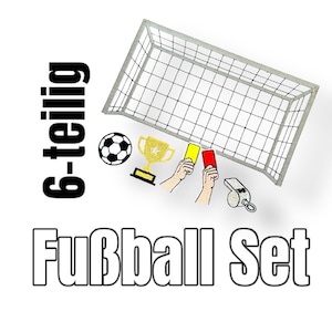 Set Fussball Tor Pfeife rote gelbe Karte Fußball Pokal Fan Applikation Schultüte Kleidung Taschen creative Collage Bügelbild Patch Aufbügler