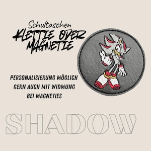 Klettie Magnet Super Sonic Shadow Igel Schultasche Ranzen mit Klett oder magnetischem Metallplättchen personalisiert Name Button Tornister
