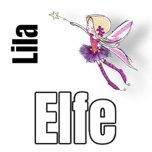 lila glitzernde Elfe Tinky Fee Applikation Patch Pin Aufbügler  Aufnäher für Schultüte Kleidung Taschen aufbügeln aufpimpen Mädchen glitzer