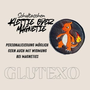 Klettie Magnet Pokemon Glutexo Schultasche Ranzen Schulranzen Klett oder magnetischem Metallplättchen personalisiert Name Button Tornister