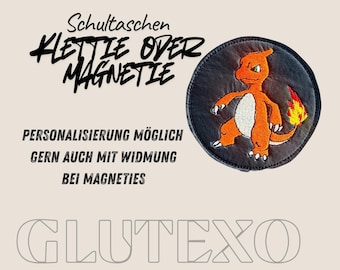 Personalized Klettie Magnet Pokemon Charmeleon School Bag Satchel with Velcro or magnetic metal plate, name button, satchel